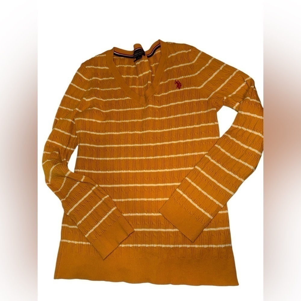US Polo Assn. Yellow Striped Women's Sweater Size Large - Picture 3 of 4